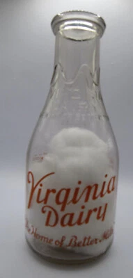$39.99 • Buy Virginia Dairy, Quart Milk Bottle, Orange Pyro, Richmond, VA, RMB Collectables