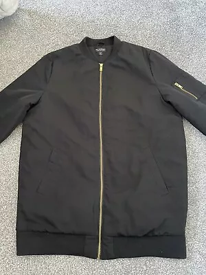 £4.95 • Buy Miss Selfridge Black Longline Harrington Jacket Quilted Sz 14