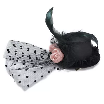 Lindsey Fascinator Mini Top Hat With Pink Satin Roses - Black • $7.99