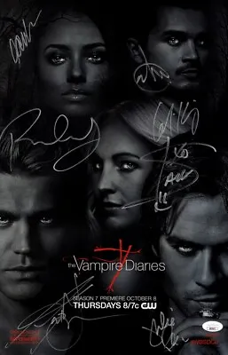 Vampire Diaries Cast Signed Autographed 11X17 Poster Somerhalder +6 JSA XX76672 • $599.99