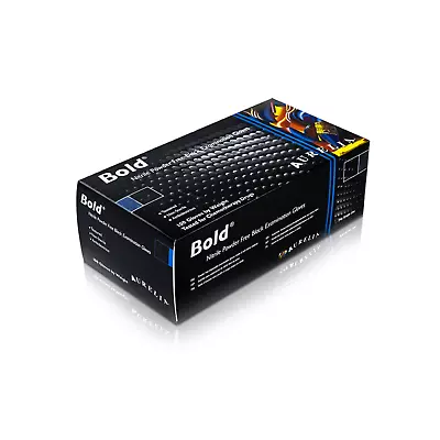 Aurelia Bold Powder Free Strong Black Disposable  Nitrile Gloves S M. L XL XXL • £79.99