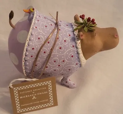 Patience Brewster X Mackenzie Childs Jambo Helen Hippo Ornament 5” X 4.5” NWT • $74.99