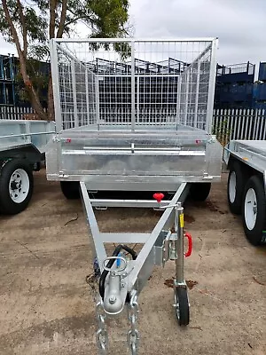 8x5 Tandem Axle Galvanised Box Trailer 3500kg ATM With 900mm Mesh Cage • $5619