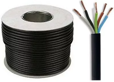 Black 5 Core Flex 3185Y 0.75mm 1.0mm 1.5mm 2.5mm Mains Wire Cable Electric • £5.99