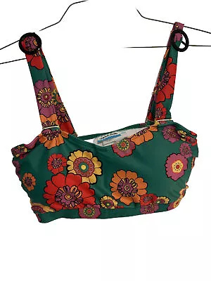 Mod Cloth Janey Bikini Top Only Green Floral Size Large • $16