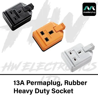 13 Amp Permaplug 1 Gang Rubber Socket 13A Heavy Duty Mains Electrical Masterplug • £4.39