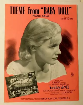 Movie Sheet Music  Theme From Baby Doll  Piano Solo Carroll Baker © 1956 • $6