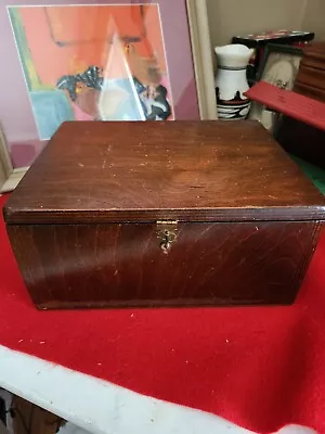 Vintage Asian SOLID HEAVY Wood Jewelry Keep Sake Box W Brass Clasp Hinge • $30