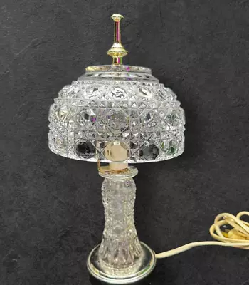 ✨ Art Deco Dream! ✨ Vintage Crystal Leaded Glass Table Lamp With Chrome Base 12  • $35.95