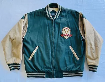 YARRA TRAIL Green Vintage 90s Baseball Bomber College Sport Jock Jacket Size 102 • $39.94