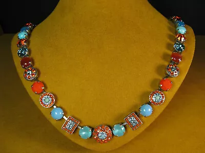 MARIANA JEWELRY NECKLACE SWAROVSKI CRYSTALS MOSAIC BLUE RED TURQUOISE Coral • $225