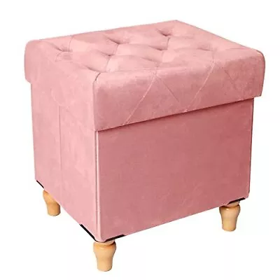 CAROLMADE Folding Storage Ottoman Cube Velvet Footstool With Wood Legs Toy St... • $41.35