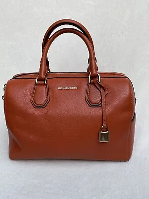 Michael Kors Mercer Duffel Satchel Medium Orange Leather Satchel Handbag • $65