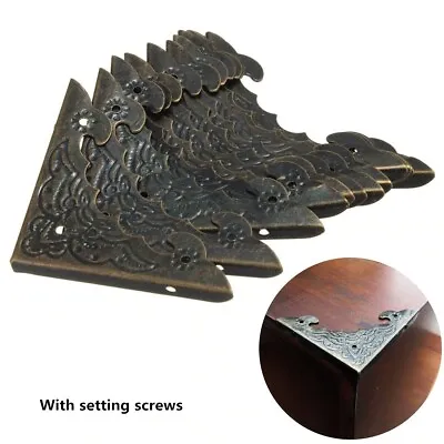 Metal Corners Antique Brass Decoration Home Guards Protector Feet Leg Desk Table • $10.48