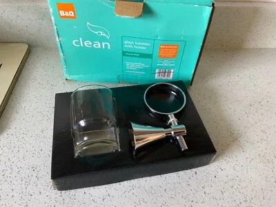 £12.99 • Buy Polished Chrome Wall Mounted Toothbrush Holder With Glass Cup Tumbler Holder New