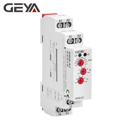 GEYA AC Current Relay Overcurrent Monitoring Protection 0.05A-16A AC/DC24V-240V • £24.79