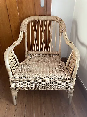 Vintage Retro Bamboo Cane Wicker Chair Tiki Bohemian Style • £110