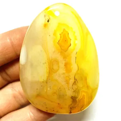 Natural Yellow Line Agate Freeform Shape Pendants Bead Necklace Jewelry Making • $6.64