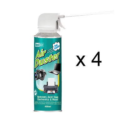 £12.58 • Buy 4 X 400ml Compressed Air Duster Cleaner Spray Can Canned Laptop Keyboard Mouse