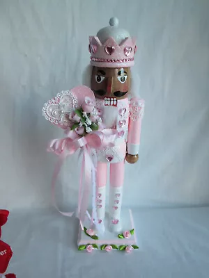 14  Handcrafted Valentines Day Nutcracker African American Pink& White   New • $49.99