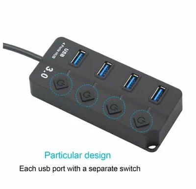 $24.99 • Buy 4 Ports USB 3.0 HUB Powered High Speed Splitter Extender PC Cable Adapter