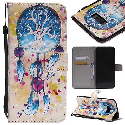 3D Painting Flip PU Leather Slot Card Stand Case Wallet Cover For Samsung Phone • $13.18