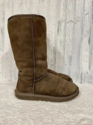 UGG Australia Classic Tall 5815 Chocolate Suede Boots Womens Size 6 • $29.99