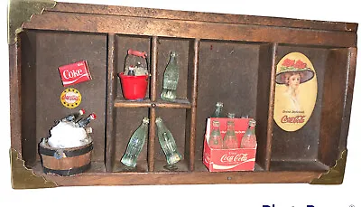 Vtg Coca Cola Coke Mini Glass Bottles In Red Box And Accessories In Wooden Case • $54.99
