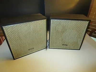 Vintage Sony Stereo Speaker Pair SS-140 Bookshelf Black With Gray Cloth Grilles • $51.75
