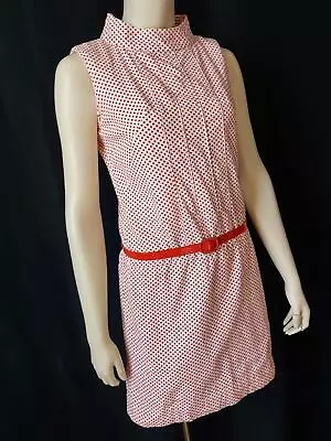 MOD RED & WHITE POLKA DOT Vintage 1960s DROP WAIST Mini DAY DRESS - S/M • $39