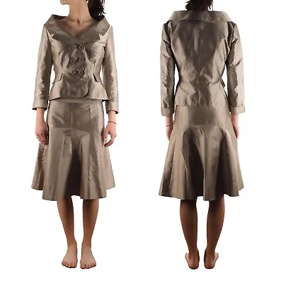 Moschino Cheap And Chic Vtg Women Satin Skirt Blazer Jacket Suit Set US8 IT42 • $198.50