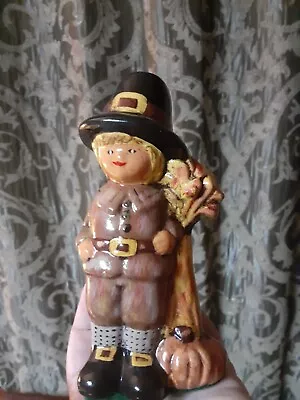 Vintage Ceramic Pilgrim Hobbyist Lovely Decor Autumn Fall Thanksgiving Cute • $14