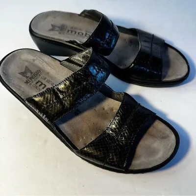 Mephisto Sz 41/11 Mobils Ulari Leather Sandals Black Phyton • $55