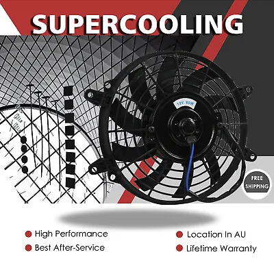 9  Inch 12V Electric Radiator Cooling Curved Blade Thermo Fan + Mounting Kits AU • $77.89