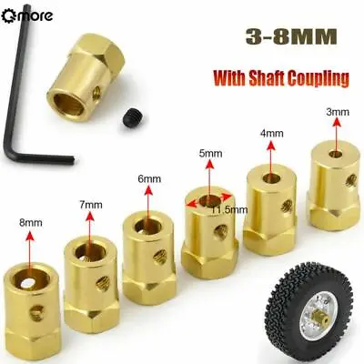 4pcs 3-8mm Brass Hex Shaft Coupling Motor Flexible Coupler Joint For RC Car Tyre • $6.30