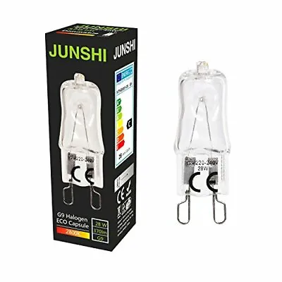 JUNSHI 10 X G9 ECO 28W=40W 240V Dimmable 370 Lumens Safety Fused Halogen Clear • £8.67