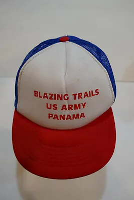 Vintage Blazing Trails US Army Panama  Mesh  Back Snap Back Hat  RWB  In Color • $24.95