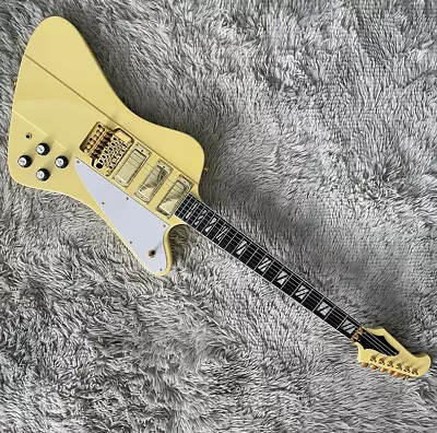 Custom Firebird Electric Guitar Cream Yellow Mini Pickups Tremolo Bridge Guitar • $299