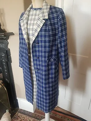 £125 • Buy Vintage Julius London Blue And Cream Check Wool  Dress And Coat Set