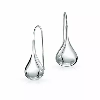$10.99 • Buy Sterling Silver 925 Solid Classic Puffed Teardrop Hook Dangle Earrings Women