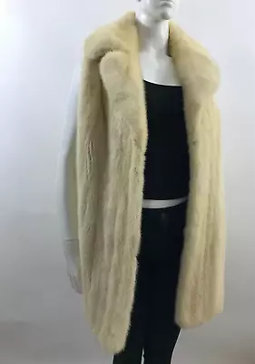 Sz L - Beautiful & Soft Blonde EXTRA LONG Mink Fur Vest Coat - New Satin Lining • $299.99