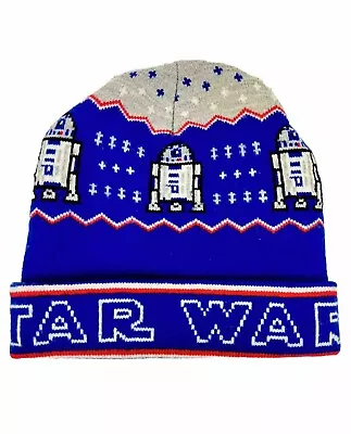 Vintage Star Wars R2-D2 Knit Beanie Adult Blue White • $8.50