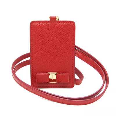 Salvatore Ferragamo Vara With Strap JL-22 D656 Leather Card Case Red Co BF569638 • $246.40