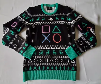 PlayStation Holiday Sweater Men's Small GeekNet Black Green Acrylic • $13.60