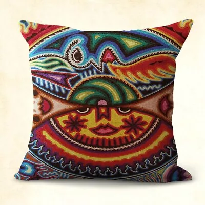  Folk Art Indigenous Mexican Cushion Cover  Throw Pillow Case • $14.95