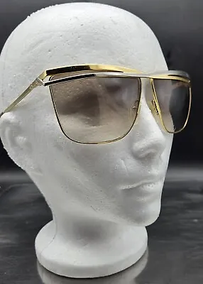 Vintage '80s Laura Biagiotti OS Sunglasses Gold Silver  T 110/S Made In Italy  • $99