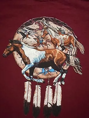 White Stallion Ranch T Shirt M Horses Mustangs Native American Tribal Cotton • $9.99