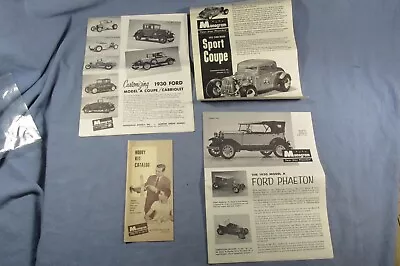 LOT Of 3 Monogram Model INSTRUCTIONS ONLY ~ FORD Phaeton Deuce Coupe Cabriolet • $12