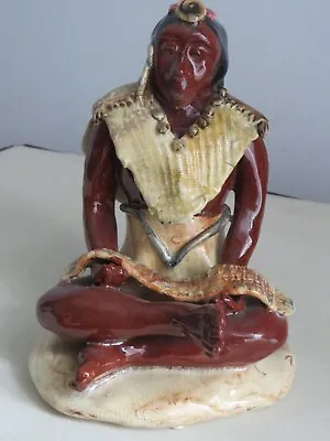 Vintage American Indian Sitting Figurine - Sculpture 17cm X 12cm X 12cm • £10