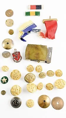 Vintage Mixed Lot Of WWII Military Pins Uniform Accessories Medals  • $30